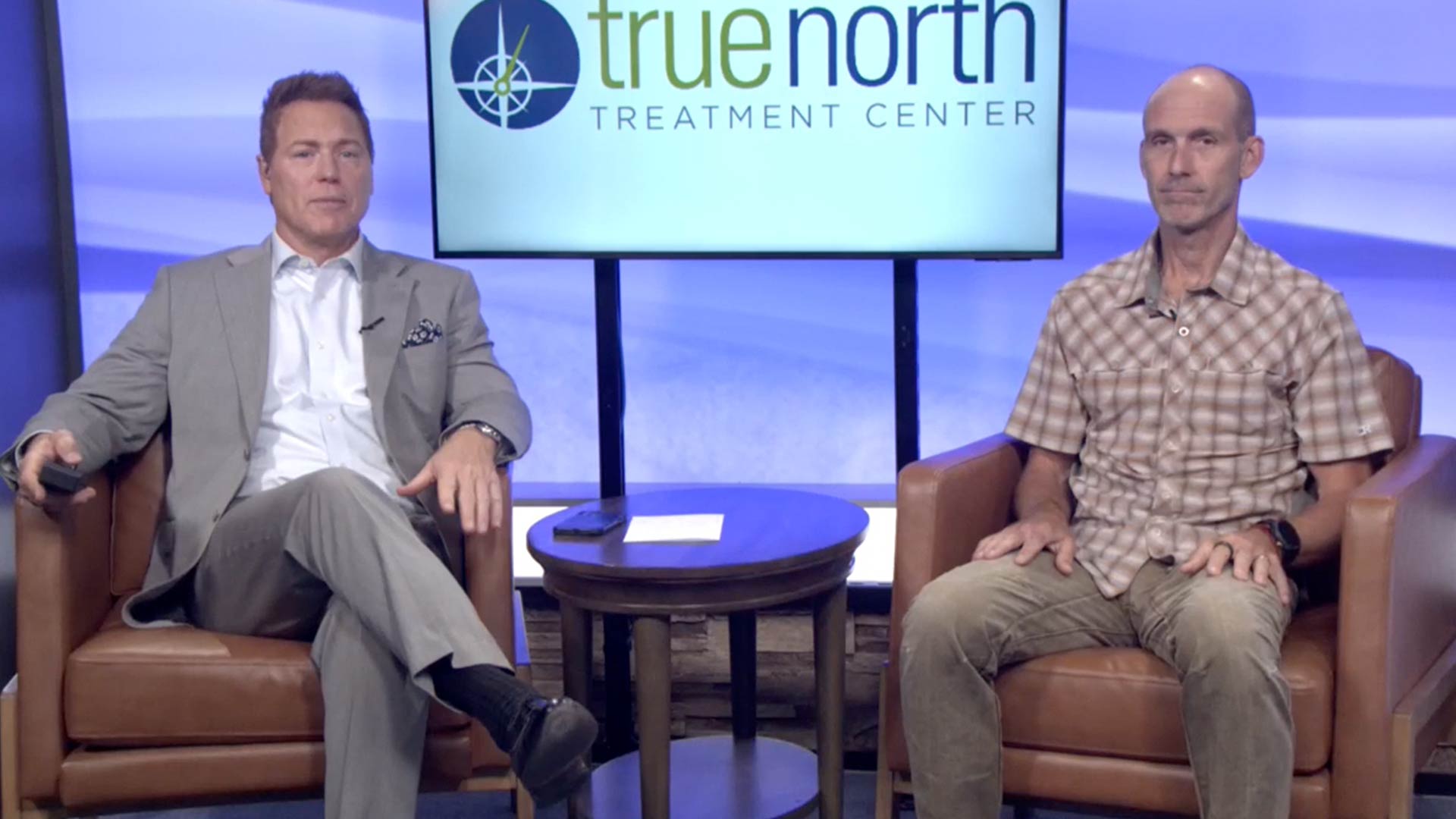 Dave Briggs speaking at the Reno News Fox 11 studio for a Therapy Thursday discussion